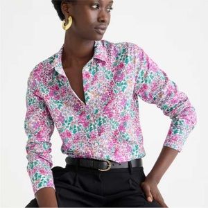 Liberty x J. Crew Pink Edna Floral Long Sleeve Button Down Shirt Sz XS/Small